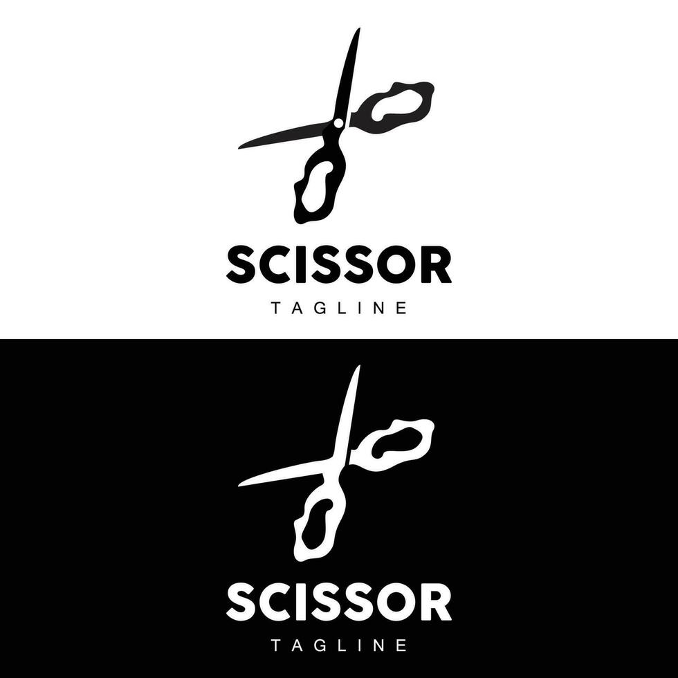 Scissors Logo, Cutting Tools Vector, Barbershop Razor Scissors Simple Design, Illustration Template Icon vector