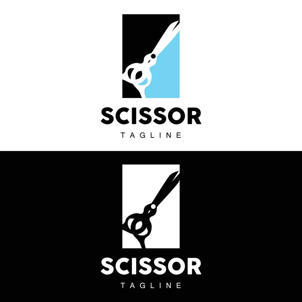 Scissors Logo, Cutting Tools Vector, Barbershop Razor Scissors Simple Design, Illustration Template Icon vector