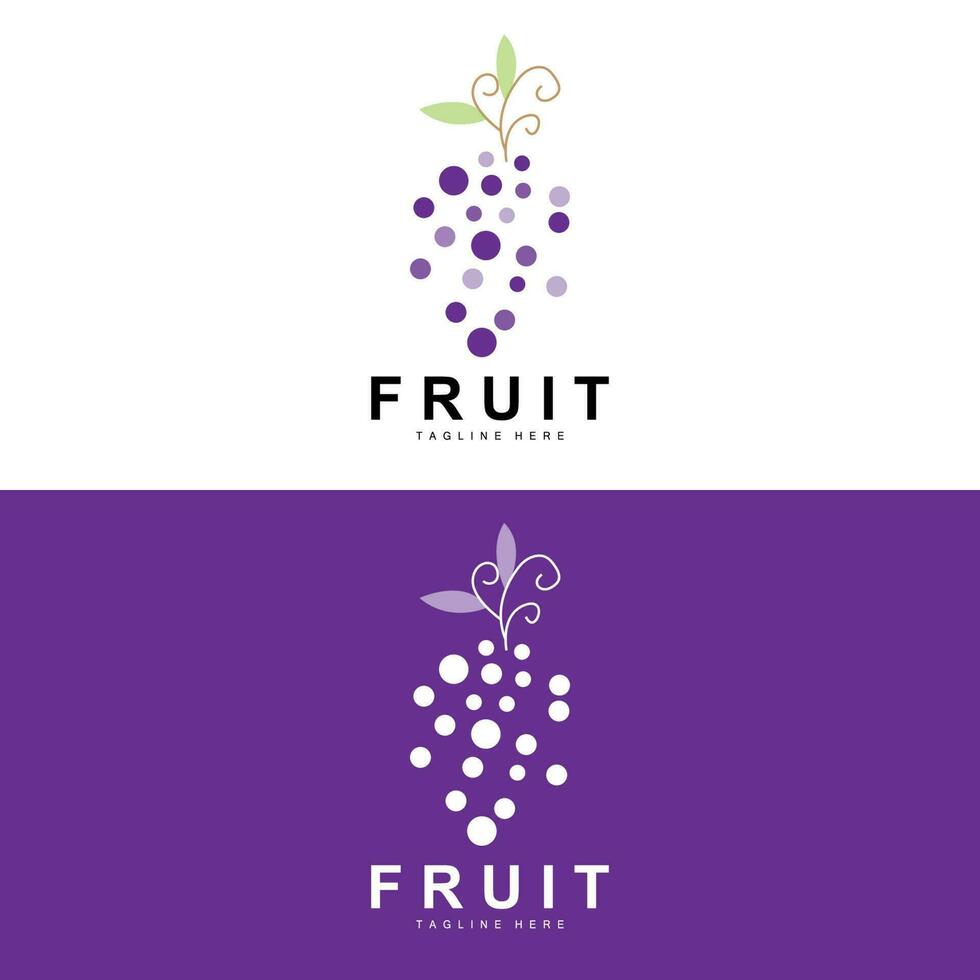 Grape Logo, Farm Fruit Vector, Fresh Purple Fruit Design, Grape Product Icon, Fruit Shop vector