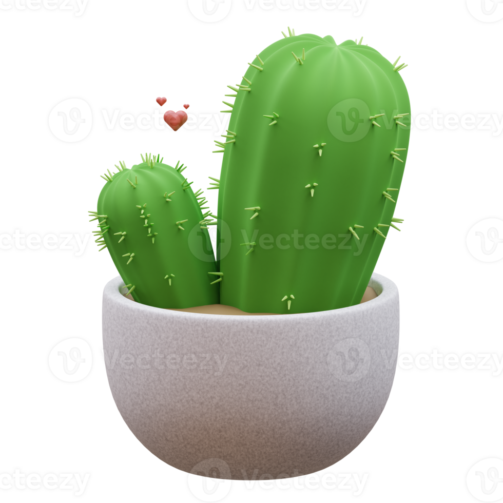 Cute Cactus 3D Illustration png