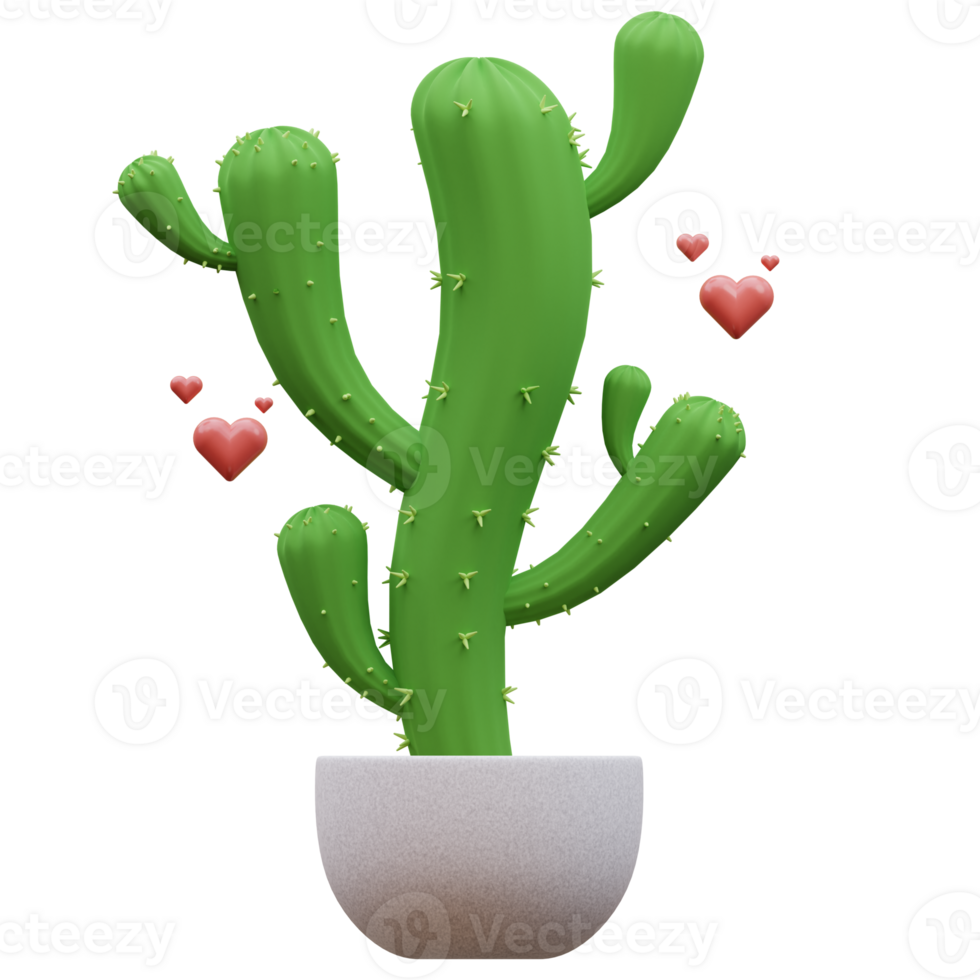 Cute Cactus 3D Illustration png