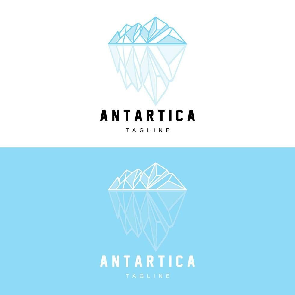 montaña logo, antártico iceberg logo diseño, naturaleza paisaje vector, producto marca ilustración icono vector