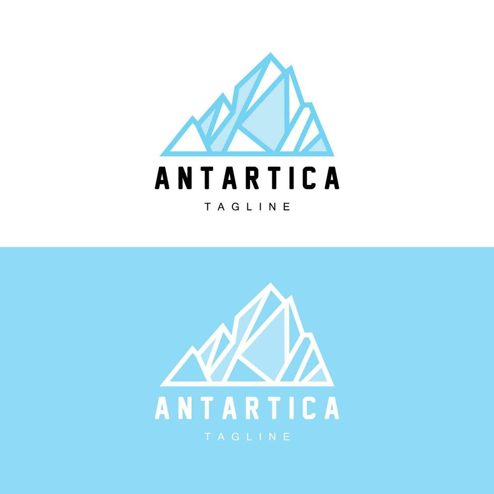 montaña logo, antártico iceberg logo diseño, naturaleza paisaje vector, producto marca ilustración icono vector