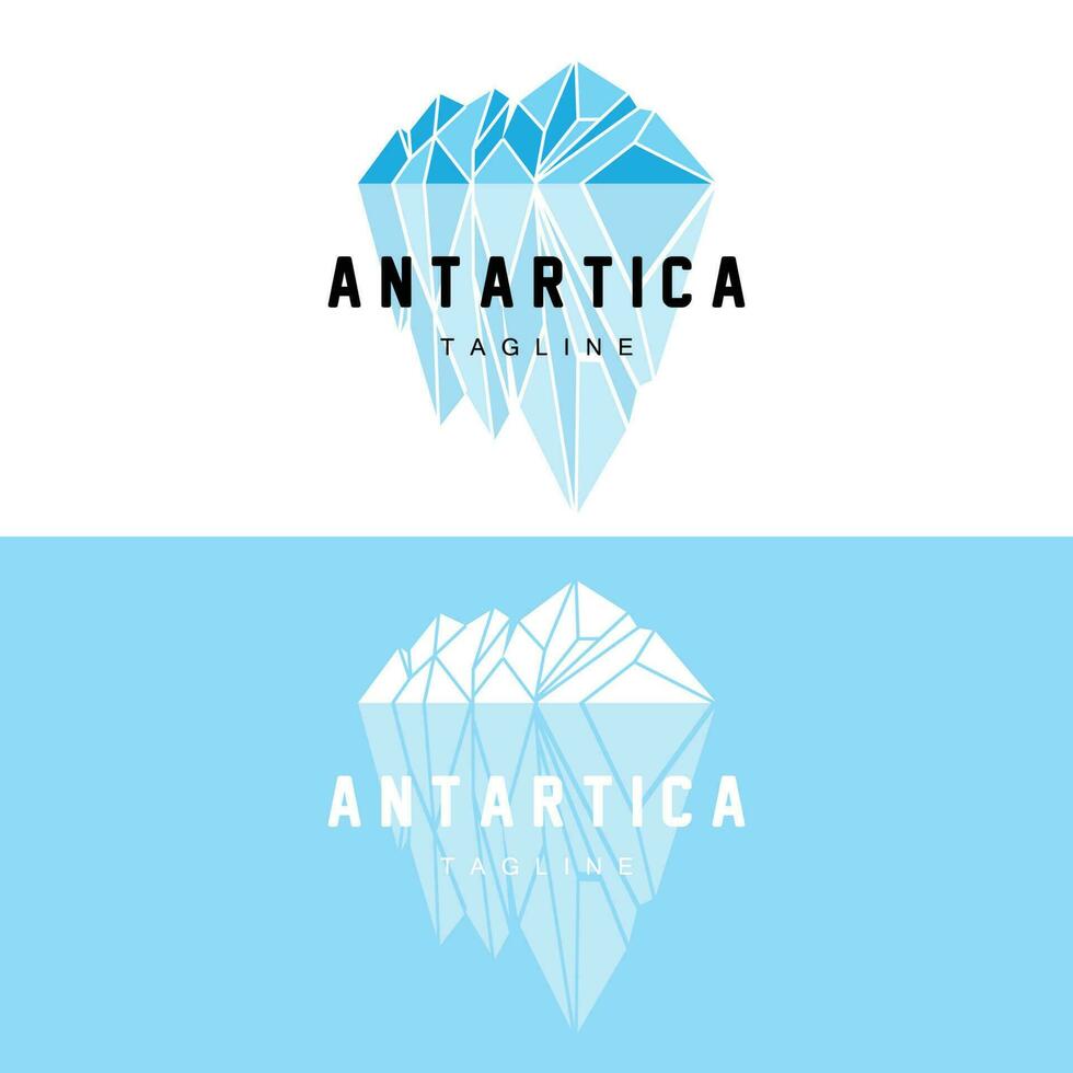 montaña logo, antártico iceberg logo diseño, naturaleza paisaje vector, producto marca ilustración icono vector