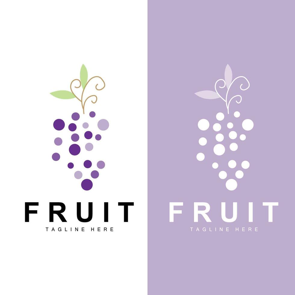 Grape Logo, Farm Fruit Vector, Fresh Purple Fruit Design, Grape Product Icon, Fruit Shop vector