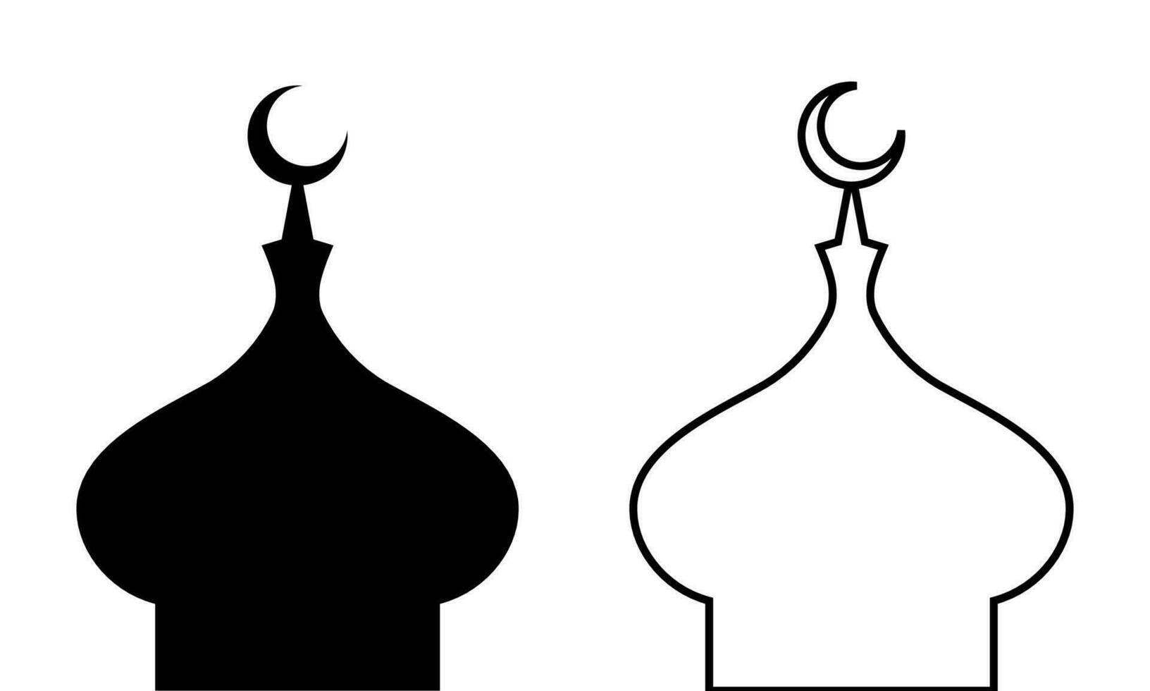 Mosque roof icon with black and white theme illustration set. Silhouette of a mosque icon on a white background. Arabic architecture silhouette icon. vector