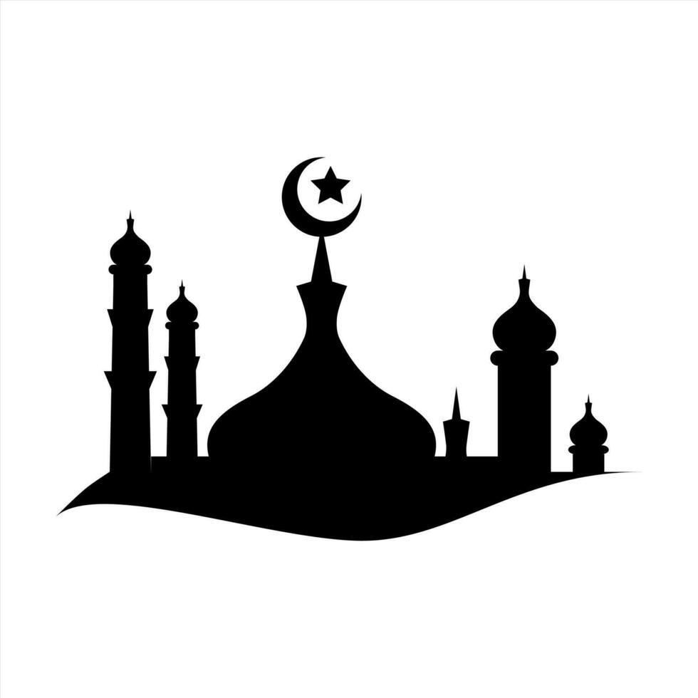 Simple mosque icon with black color isolated in white background. Flat illustration of mosque vector icon for web design. Mosque icon vector Illustration design