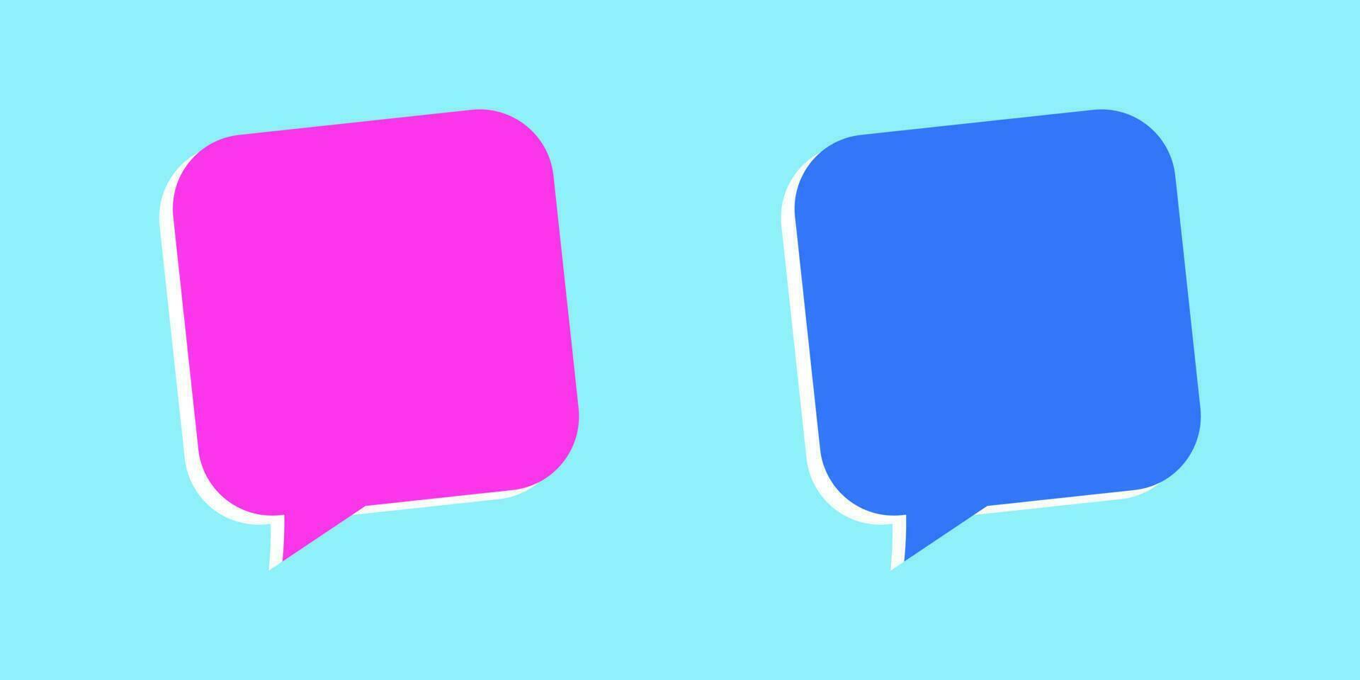 Set of speech bubbles in blue and pink colors isolated in light blue background icon vector illustration. Used for illustration of chat box, talk, messenger, and communication