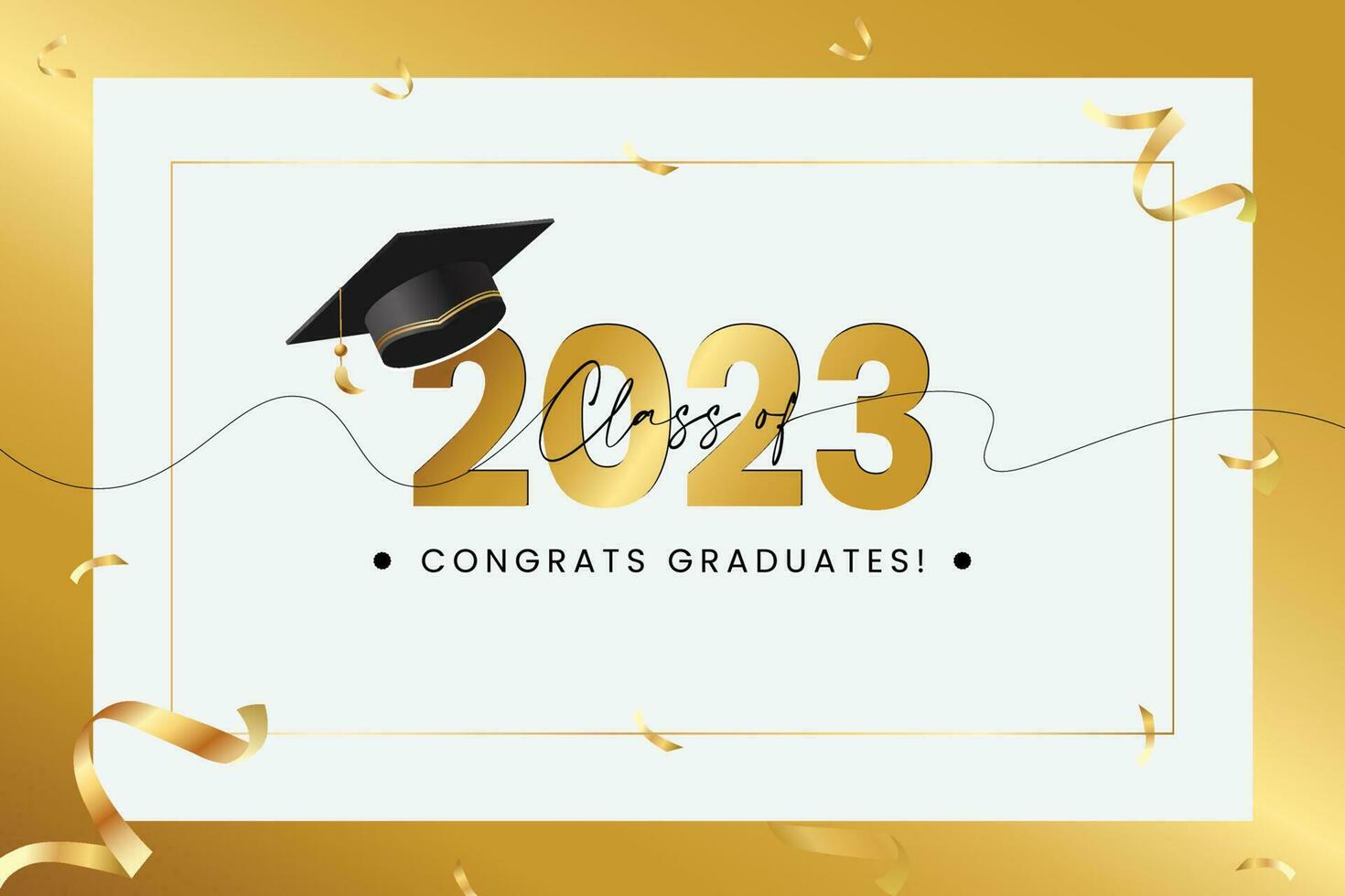 Class of 2023 gold lettering graduation 3d logo Vector Image