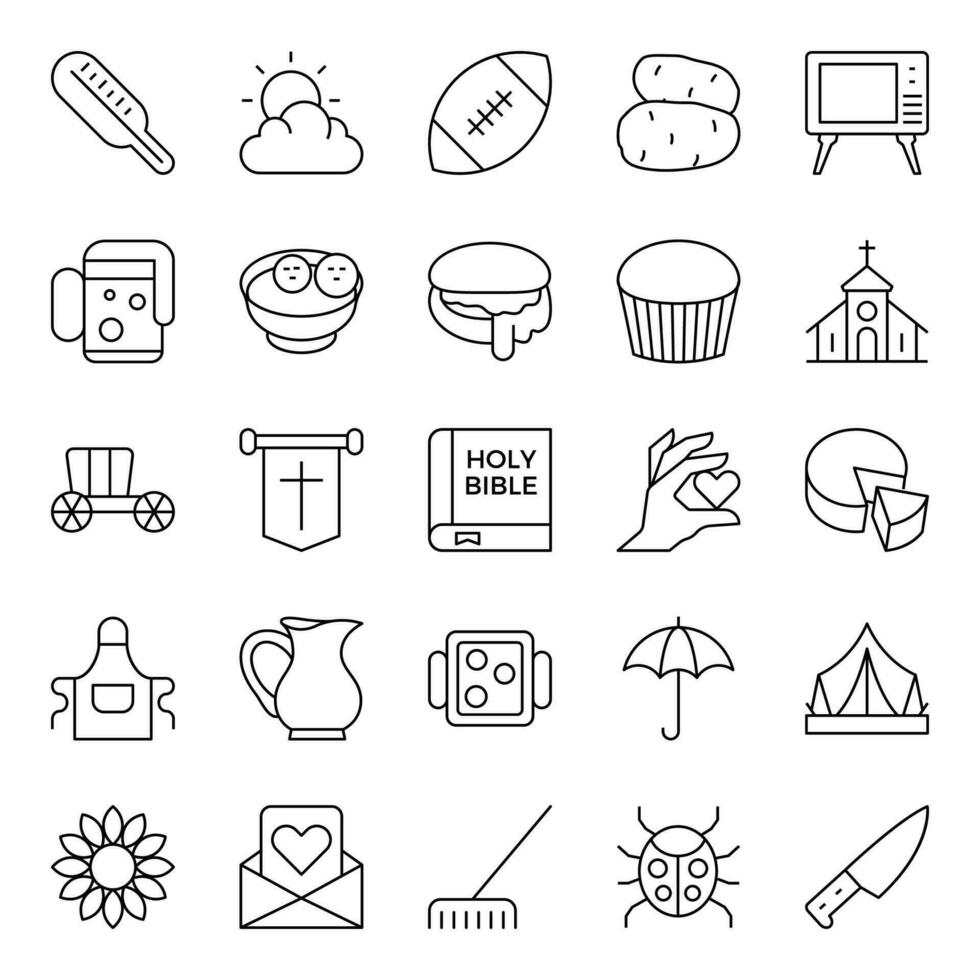 Outline icons for Thanksgiving. vector