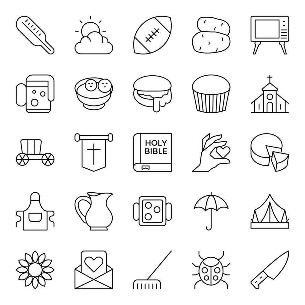 Outline icons for Thanksgiving. vector