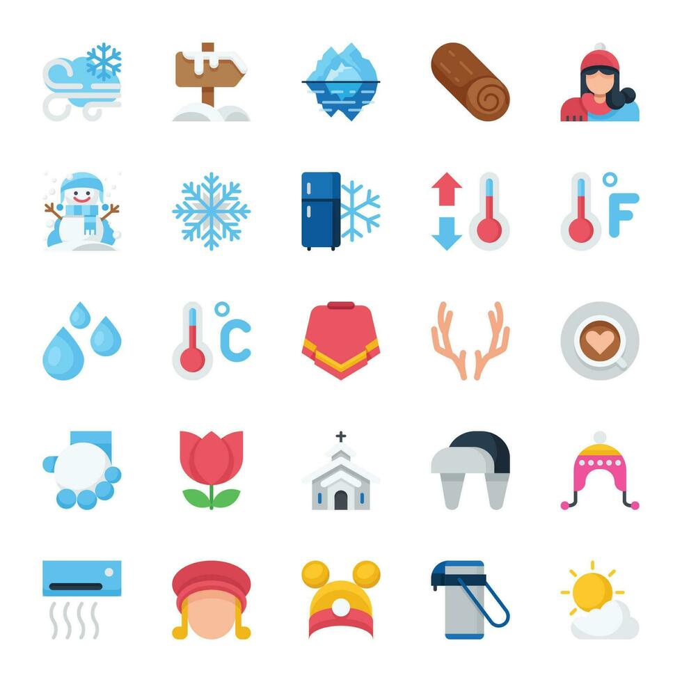 Flat icons for Winter season. vector