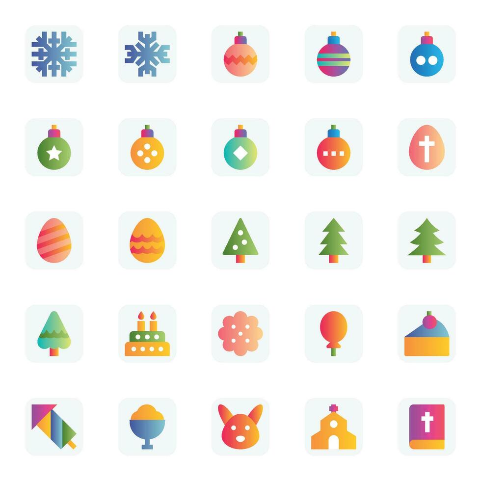 Gradient color icons for Merry christmas. vector
