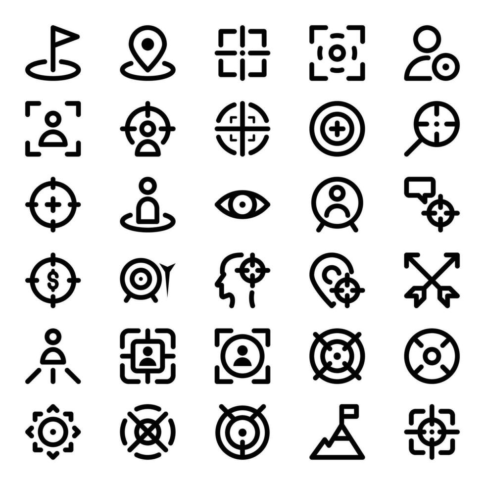 Outline icons for Target goal. vector