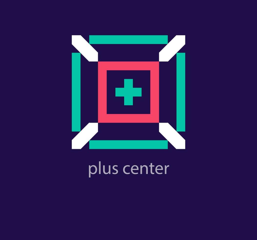 Health center and plus sign logo. Unique design color transitions. Private hospital center and health center logo template. vector. vector