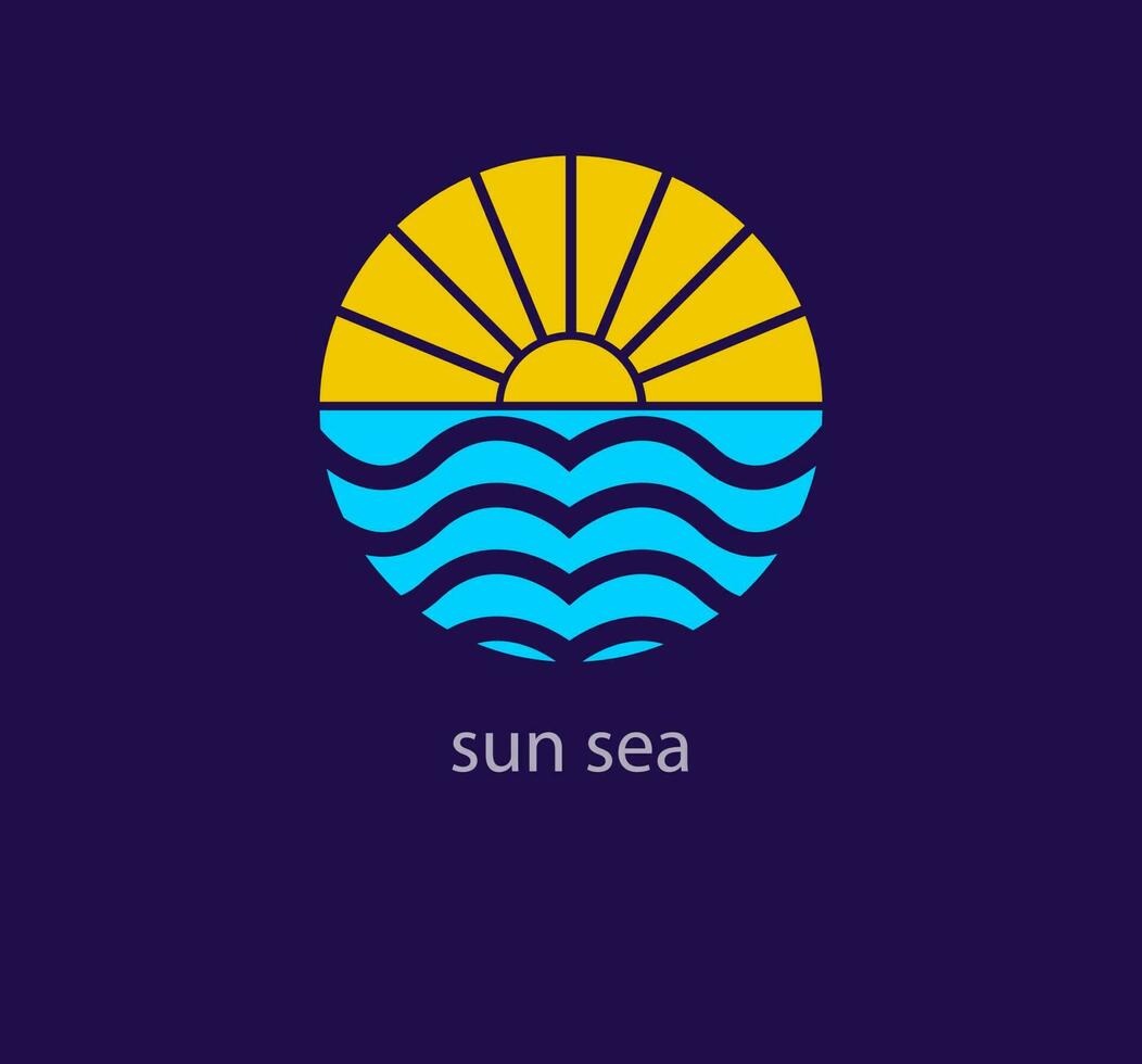 Sun and sea logo in round. Unique design color transitions. Summer, holiday season logo template. vector. vector