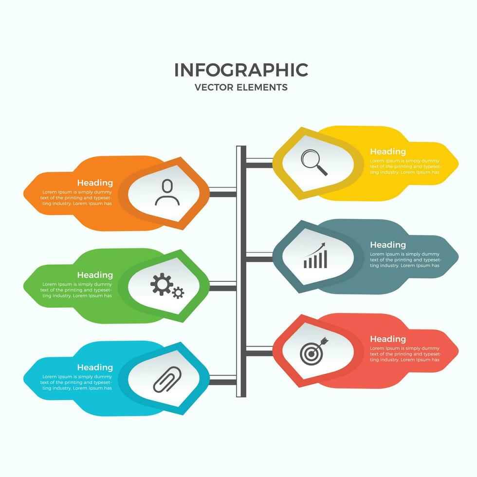 6 steps business infographics template. Elements for infographics. Modern colorful infographic steps. presentation and chart vector