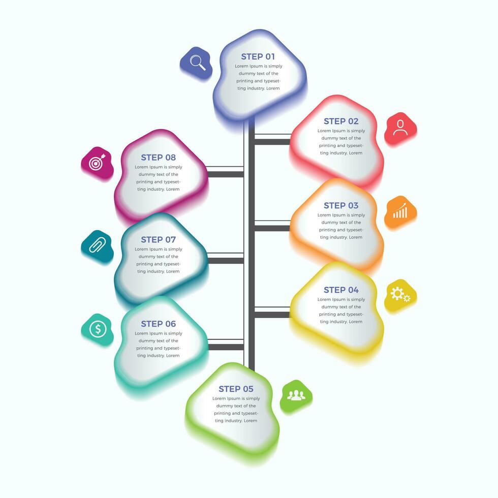 8 steps business infographics template. Modern colorful infographic steps. presentation and chart. Elements for infographics vector