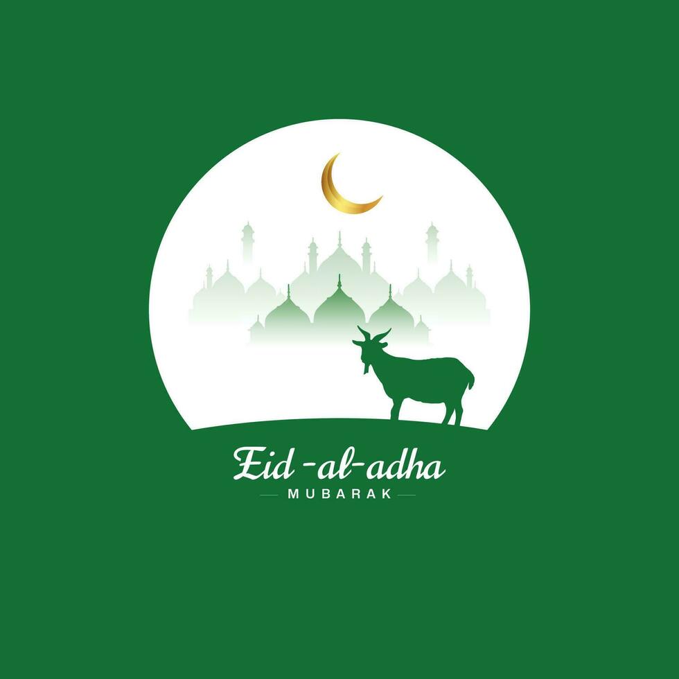 Vector traditional eid al adha mubarak greeting with green colo