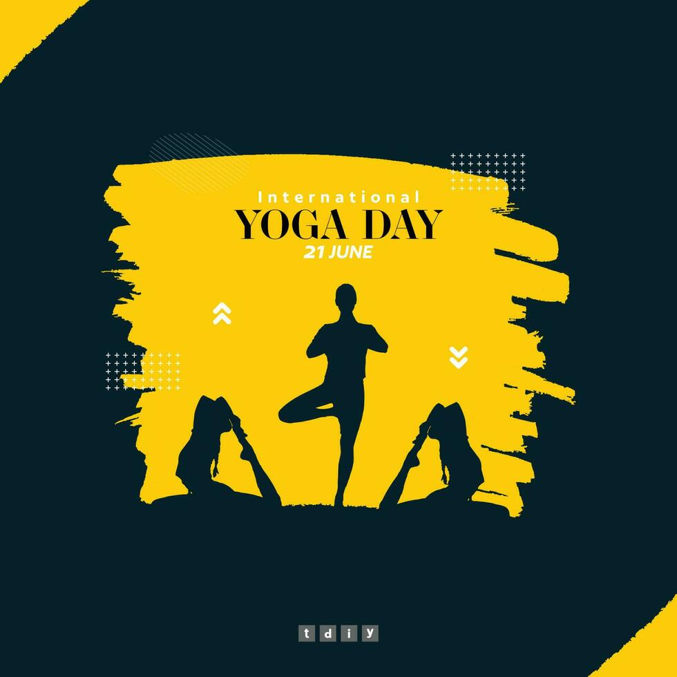 Vector international yoga day social media post design with brush stoke style