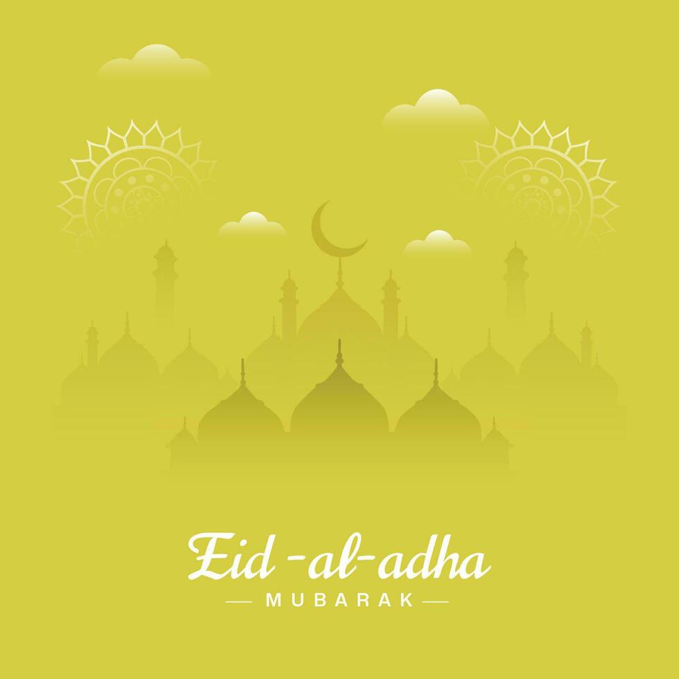 Vector eid al adha mubarak bakrid festival with mandala and mosque