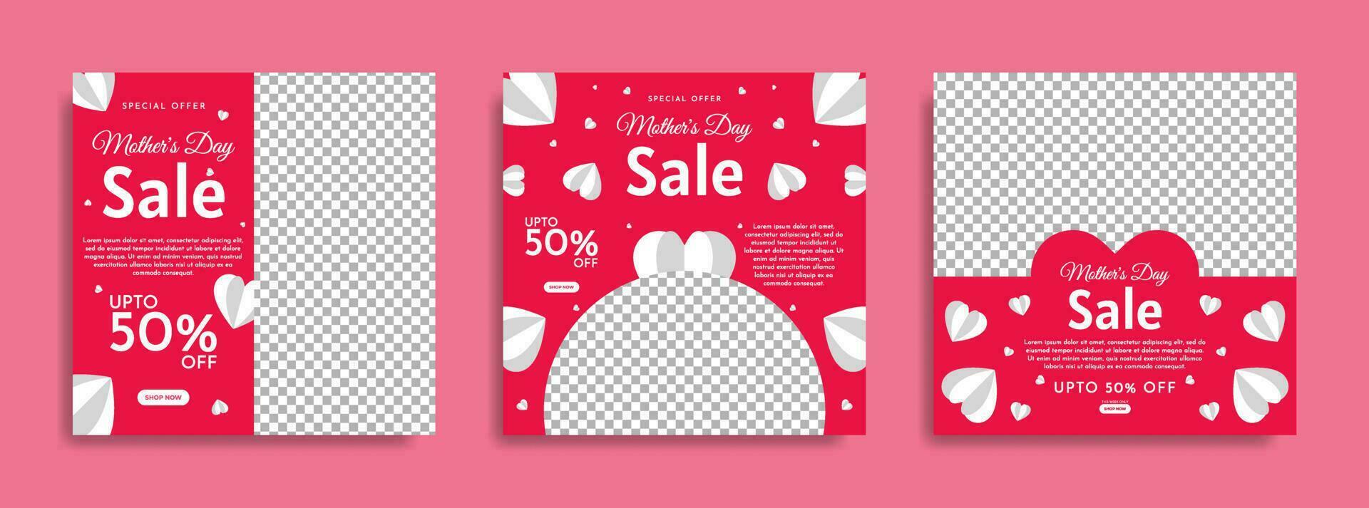 Mother's Day social media post collection template design vector