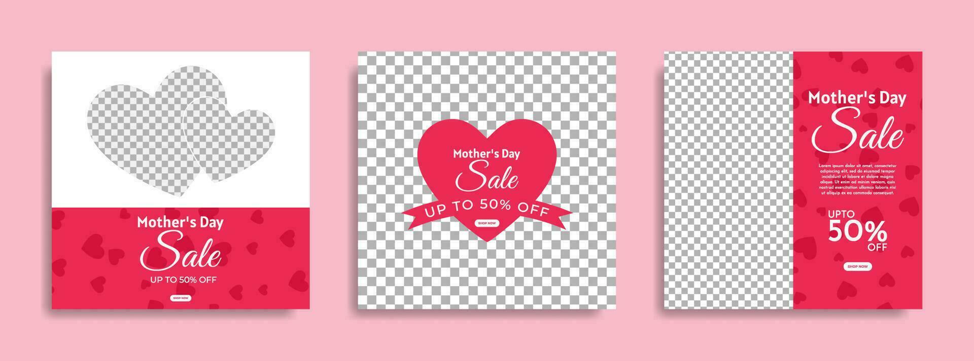 Mother's Day social media post collection template design vector