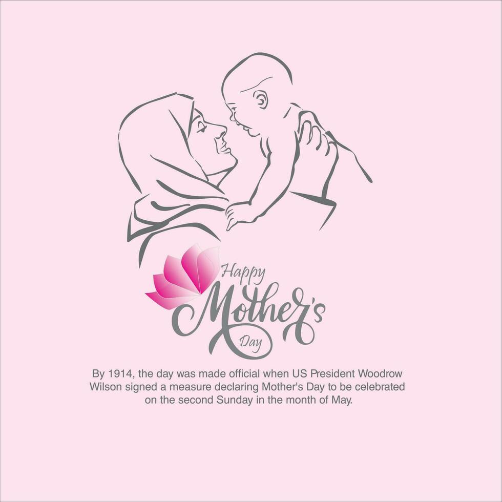 Greetings and presents for Mothers day in flat layout stylist. free Vector illustration template.