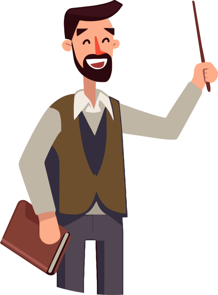 smiling male teacher character pointing png