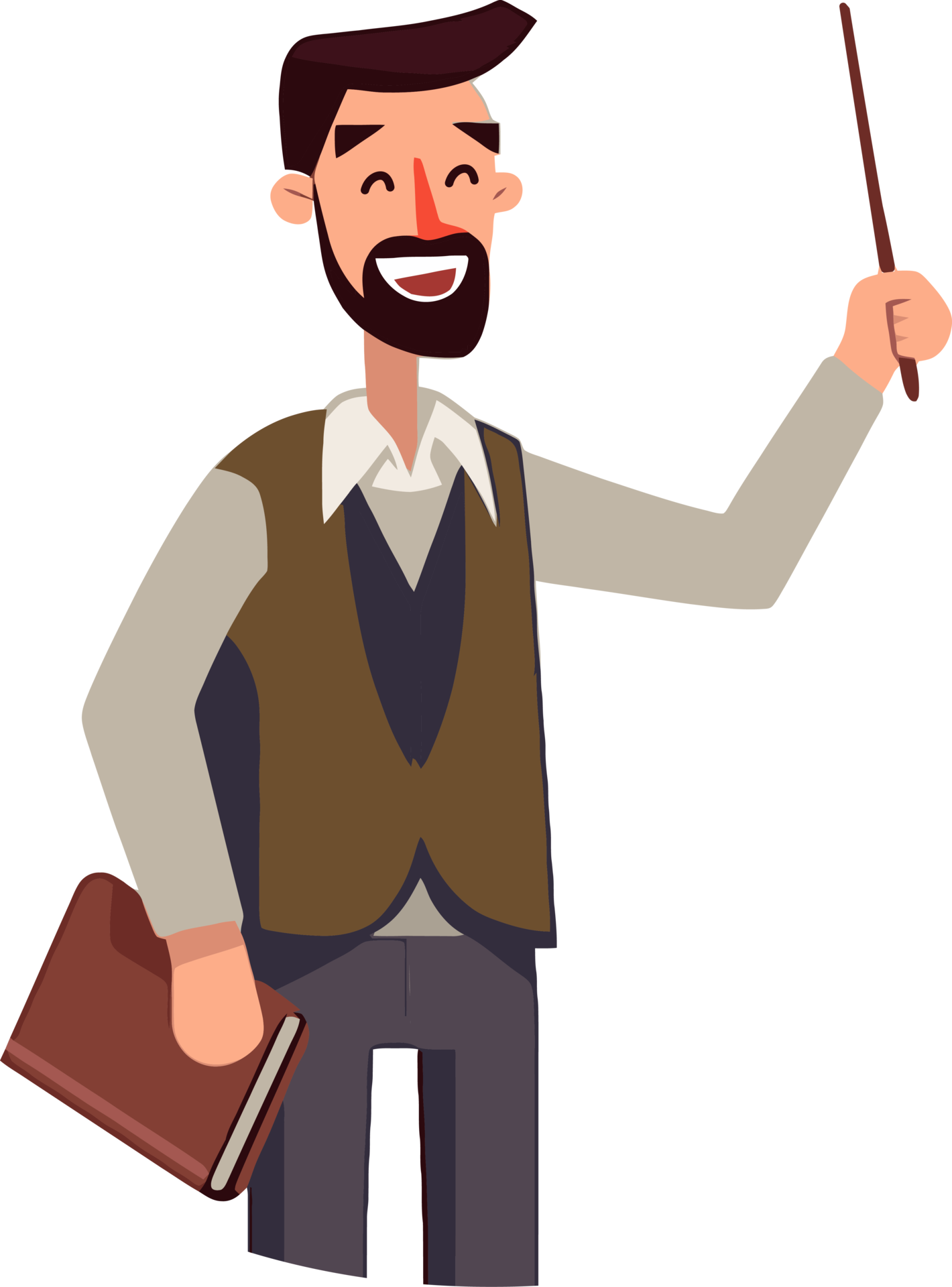 sonriente masculino profesor personaje señalando 23254079 PNG