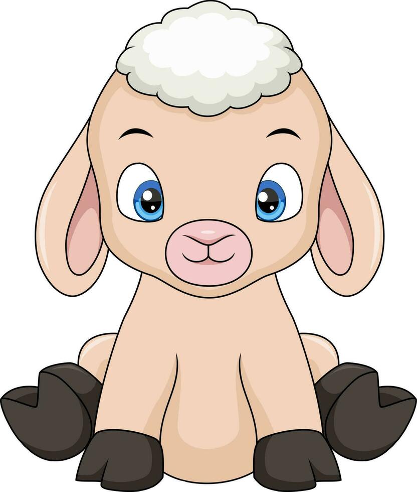 lindo bebé oveja dibujos animados sentado vector