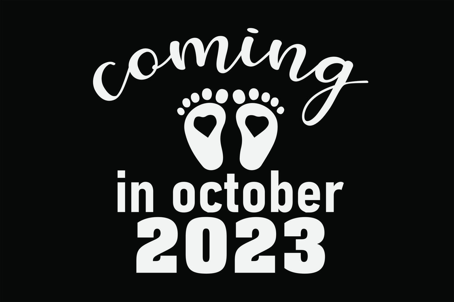 viniendo en octubre 2023 el embarazo anuncio y un nuevo bebé nacido camiseta diseño vector