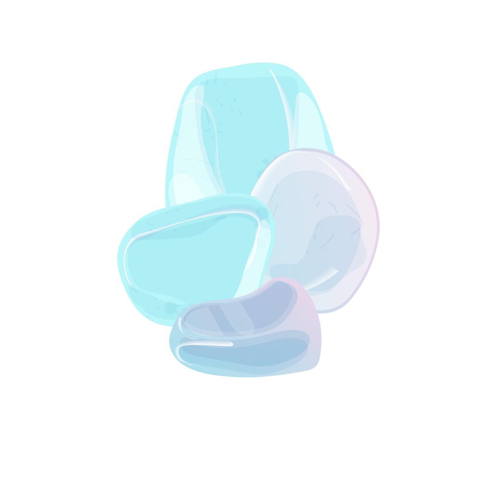 Crystal Stone Set. Healing Transparent Healing Quartz. Blue Gradient Transparent Bright Gemstone. The Magic Gem png