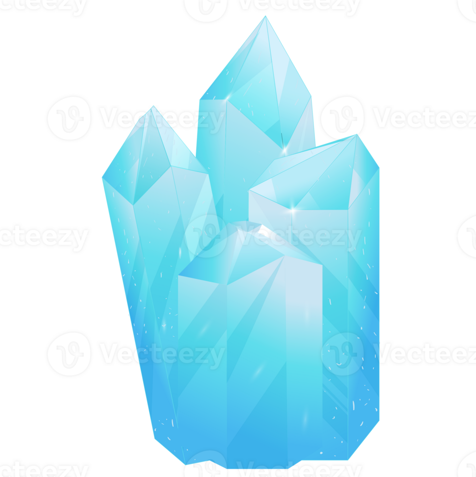 Crystal Set. Healing Transparent Healing Quartz. Blue Gradient Transparent Bright Gemstone. The Magic Stone png