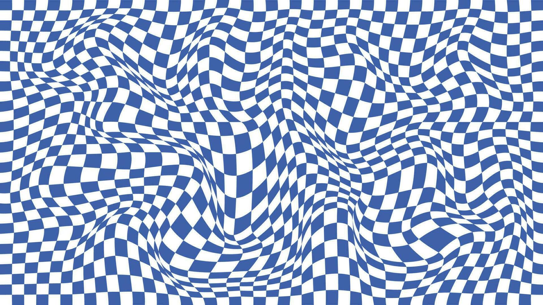 Checkered background with distorted squares. Abstract banner with distortion. Chess pattern. Chessboard surface vector
