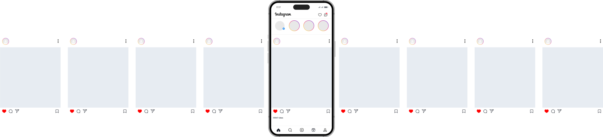 Instagram carousel or slide pages interface mockup with nine pages png