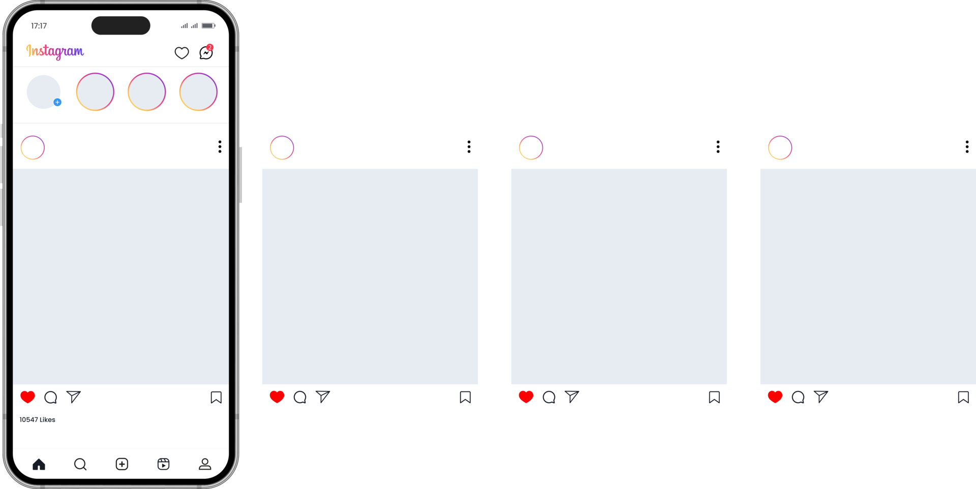 Instagram carousel or slide pages interface post mockup png