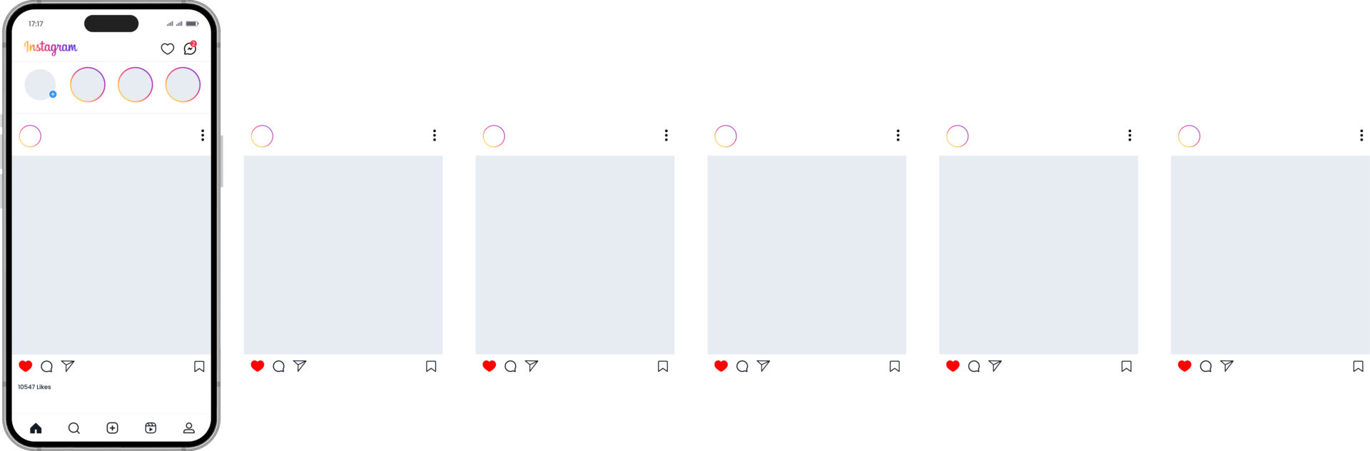 Instagram carousel or slide pages interface post mockup png