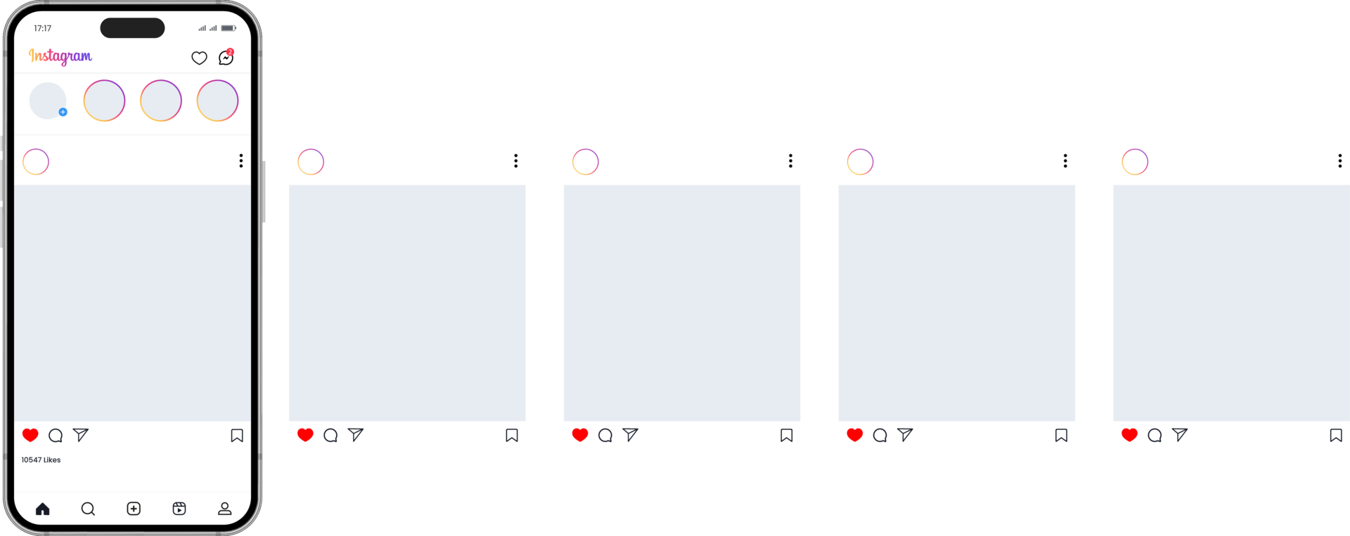 Instagram carousel or slide pages interface post mockup png