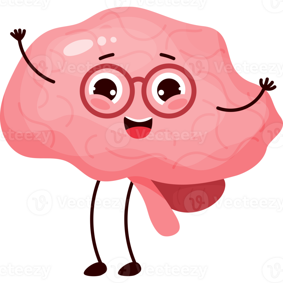 joyful cartoon character brain png