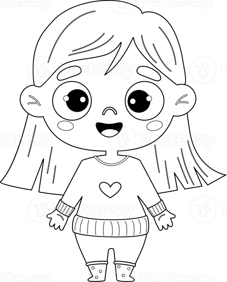 Premium Vector | Outline drawing of a girl