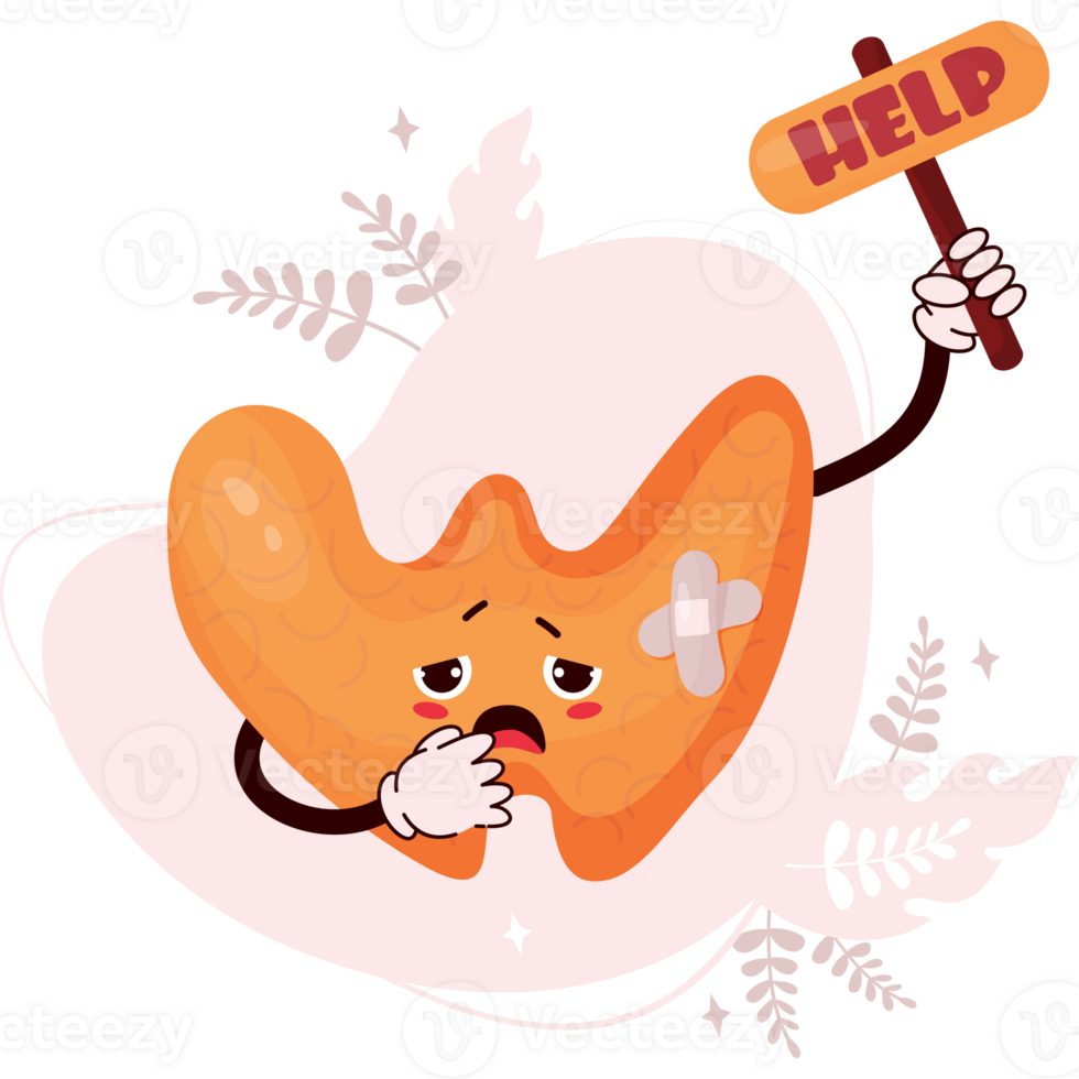 Unhappy cartoon thyroid png