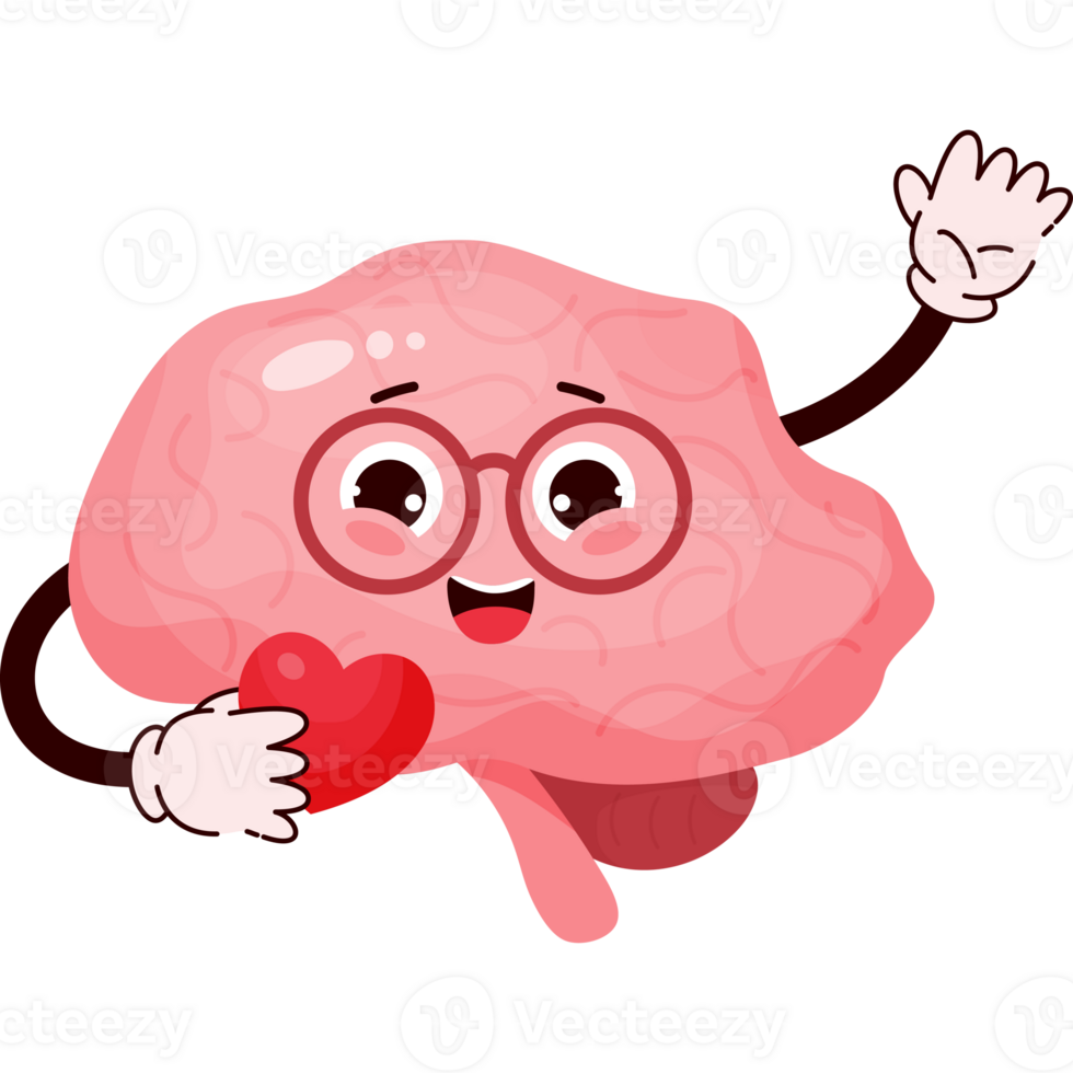 happy cartoon brain character png