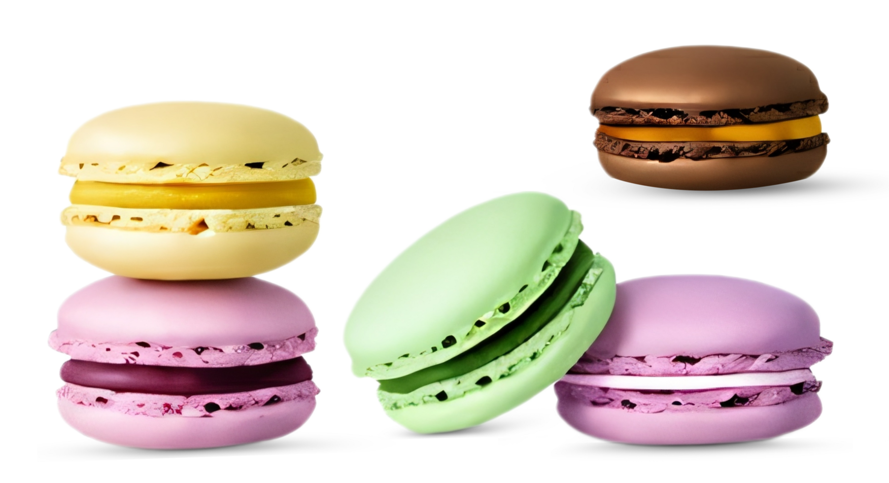 Colorful macaroons set on transparent background png