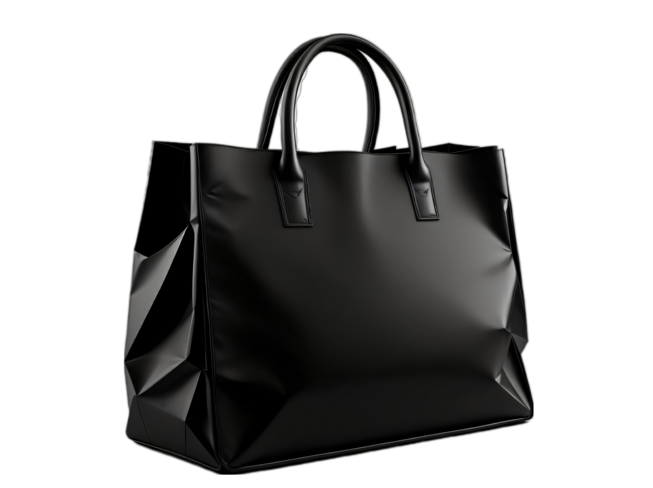 Black leather bag isolated on png background