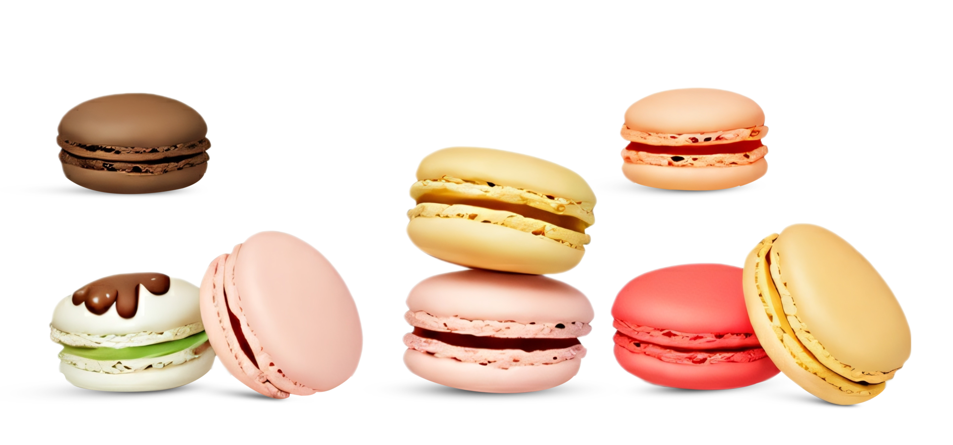 Colorful macaroons set on transparent background png