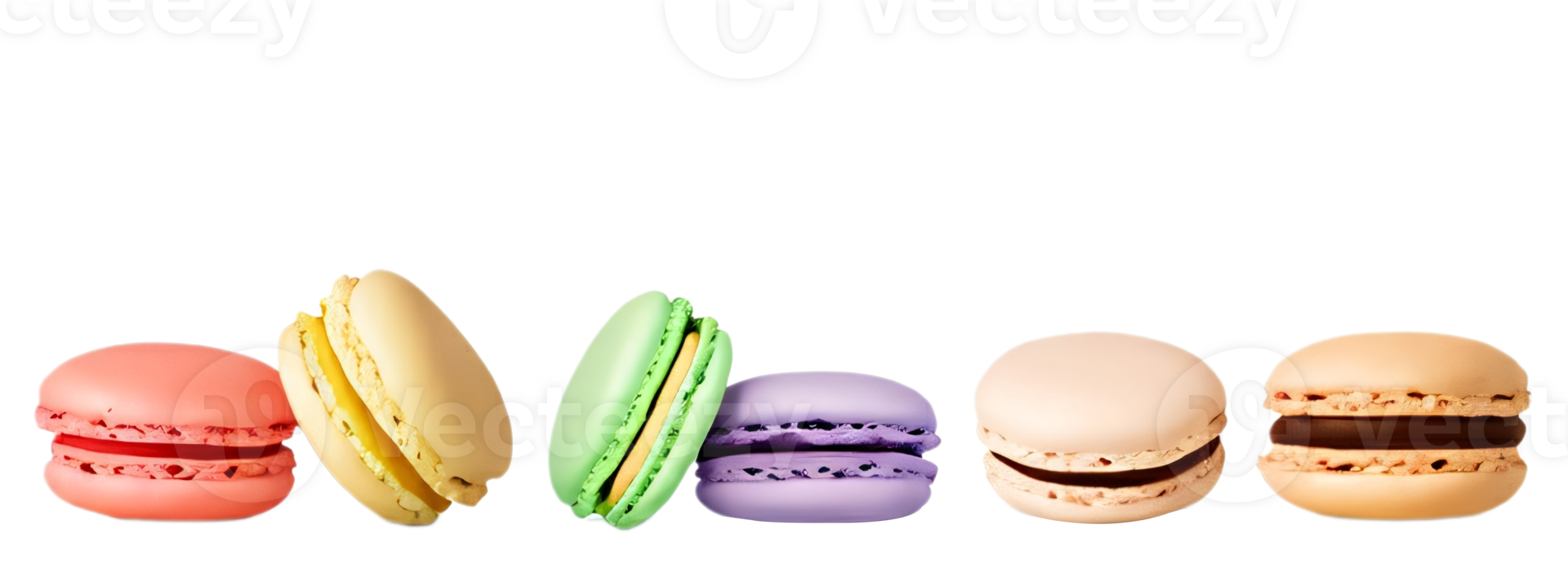 Colorful macaroons set on png background