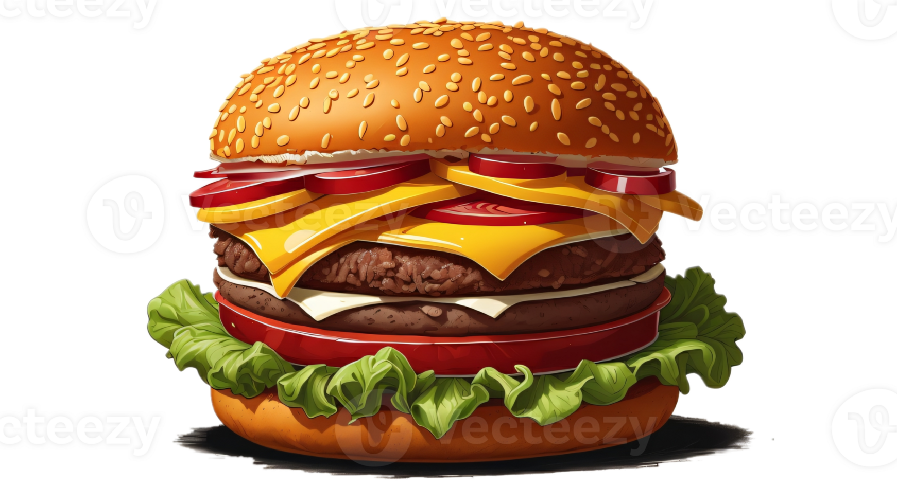 Delicious hamburger isolated on transparent background png