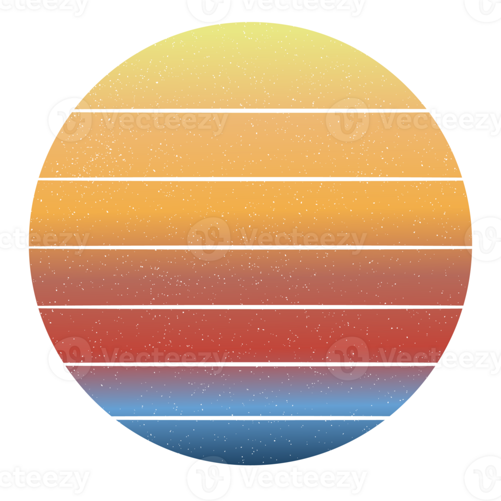 vintage retro striped sunset graphics. png