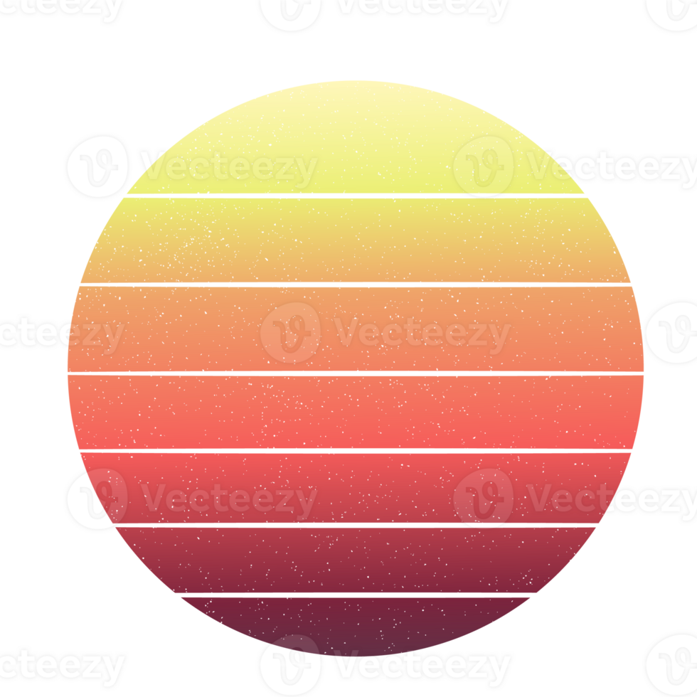 vintage retro striped sunset graphics. png
